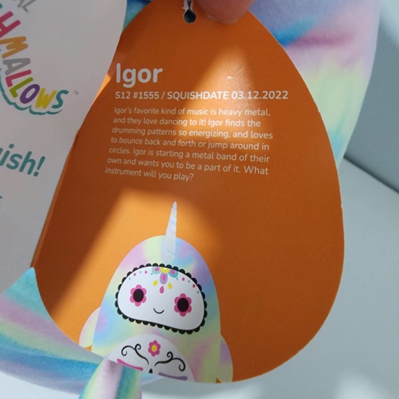 Squishmallows 12" Igor the Narwhal Day of the Dead 2022 Limited Edition - Picture 4 of 4